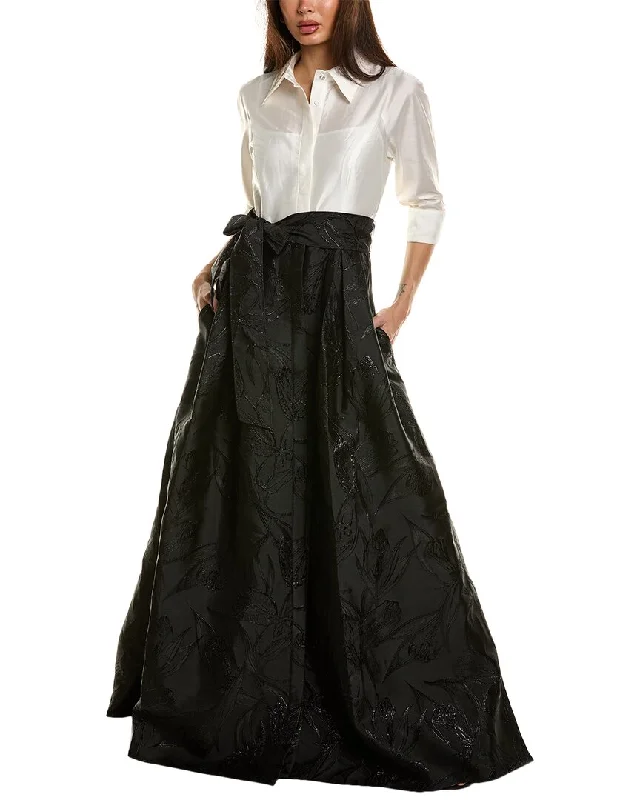 Teri Jon by Rickie Freeman Taffeta Shirt Gown