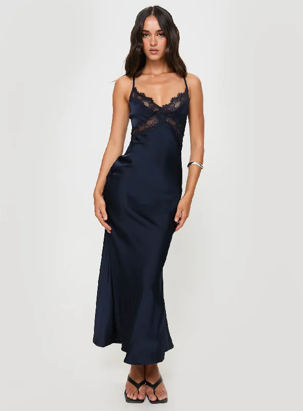 Treasure Bias Cut Maxi Dress Navy