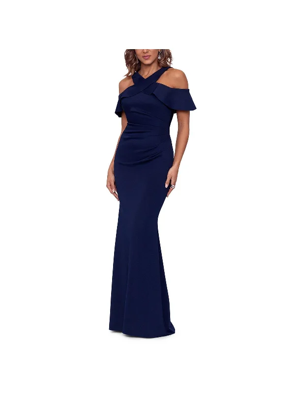 Womens Halter Off-The Shoulder Evening Dress