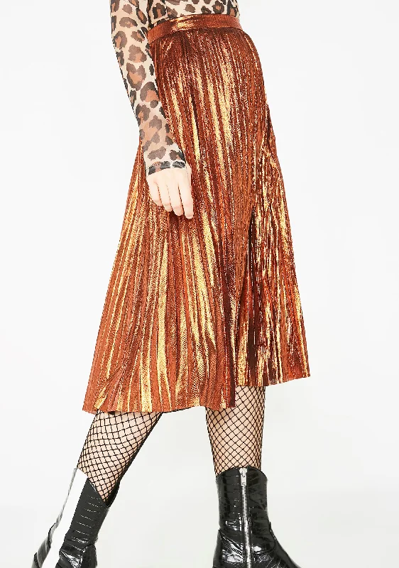 Caramel Tipsy Twirl Metallic Skirt