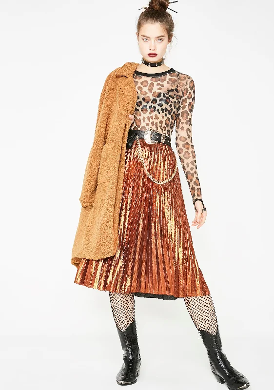 Caramel Tipsy Twirl Metallic Skirt