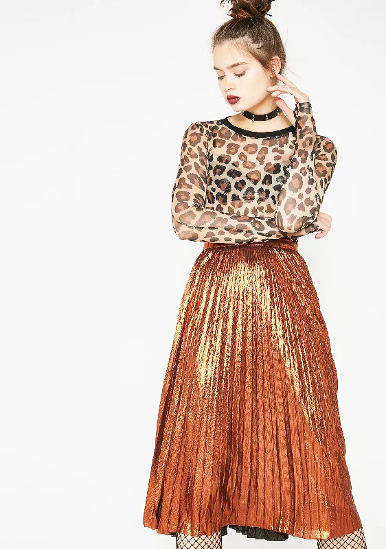 Caramel Tipsy Twirl Metallic Skirt