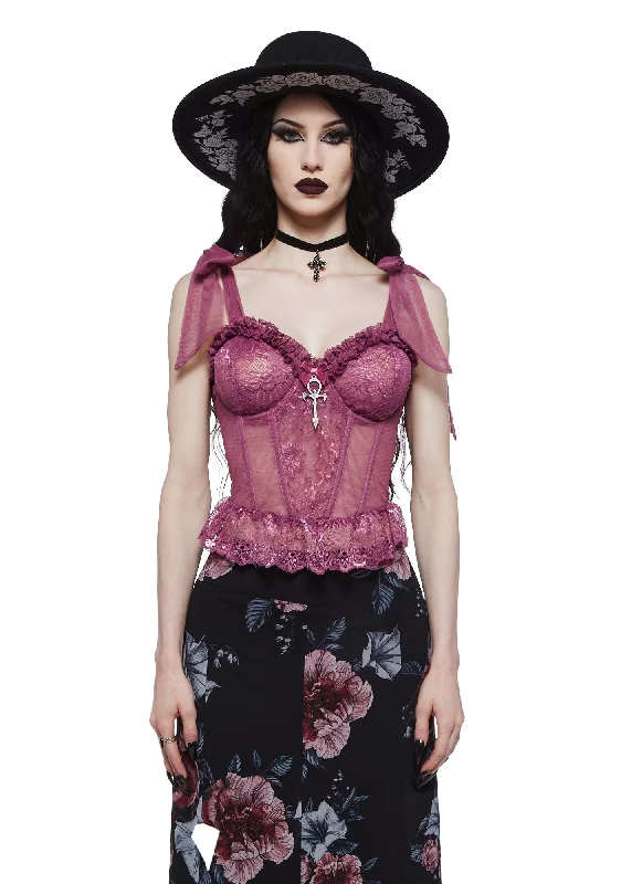 Dance With Death Corset Top - Mauve