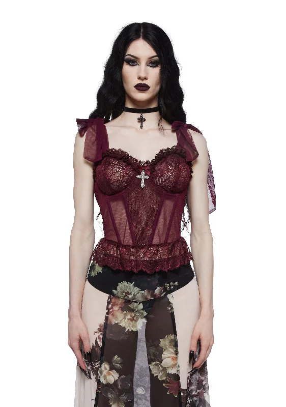 Dance With Death Corset Top - Wine