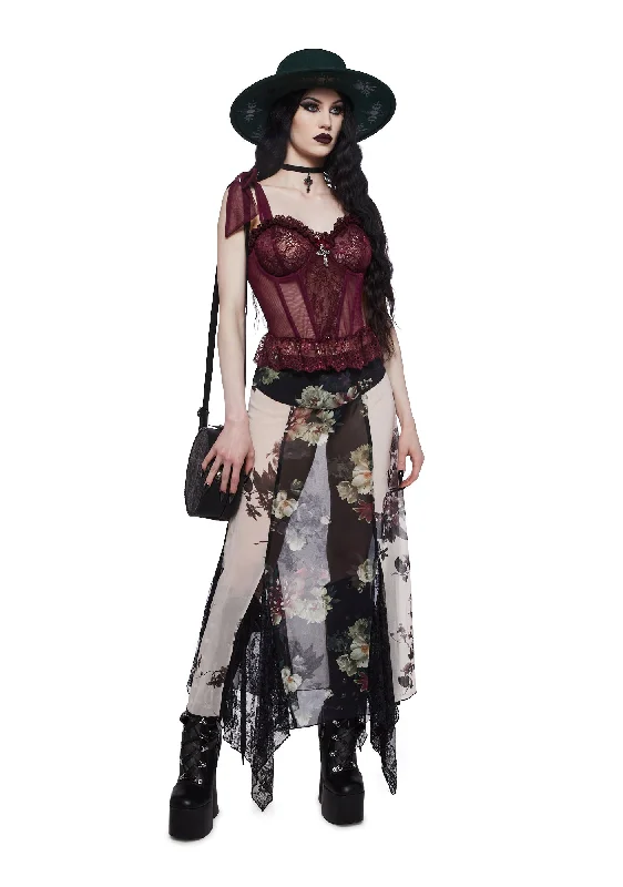 Dance With Death Corset Top - Wine