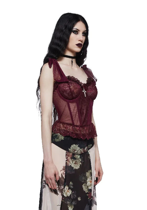 Dance With Death Corset Top - Wine