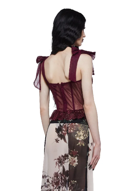 Dance With Death Corset Top - Wine