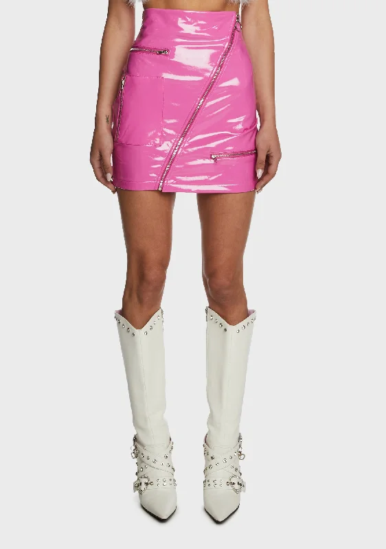 Digital Underground Vinyl Skirt  - Pink