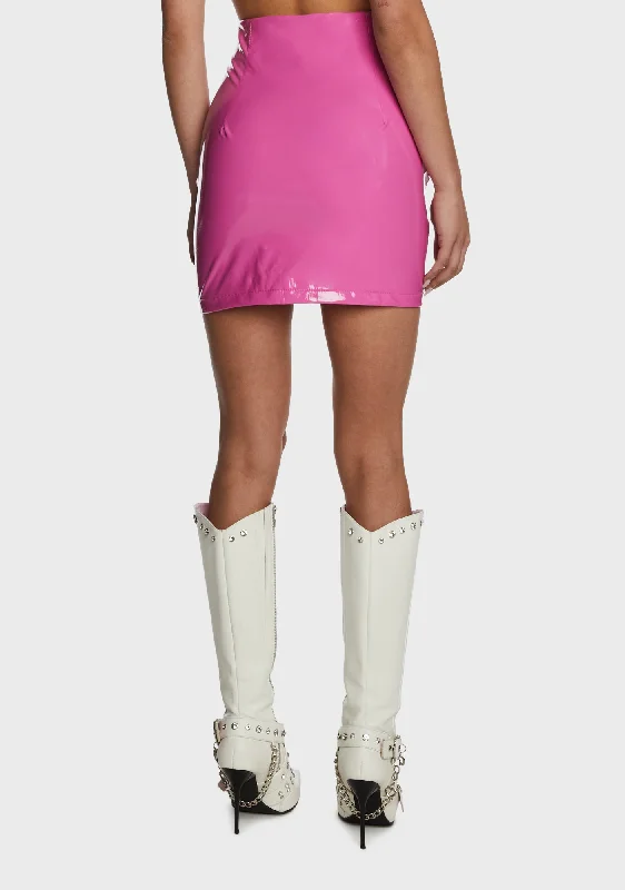 Digital Underground Vinyl Skirt  - Pink