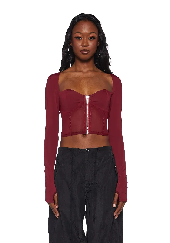 Do You Good Mesh Corset Top - Red