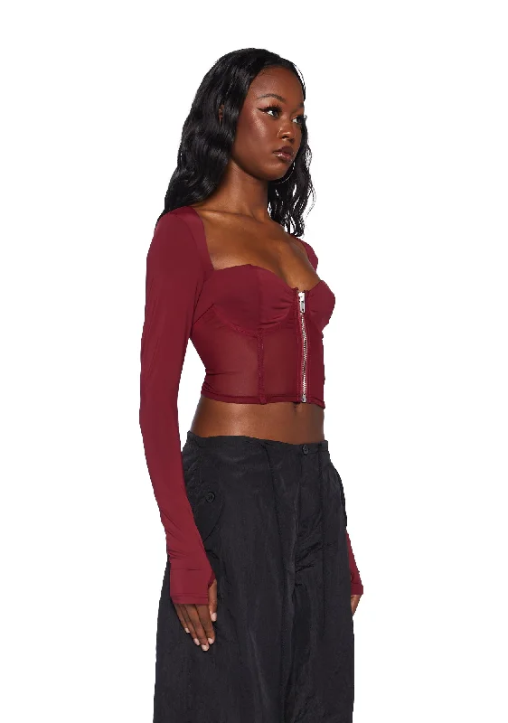 Do You Good Mesh Corset Top - Red