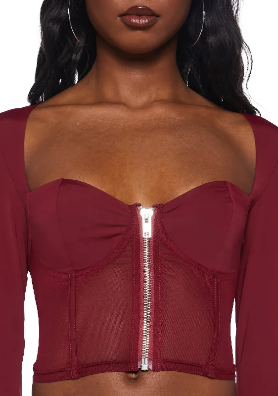 Do You Good Mesh Corset Top - Red