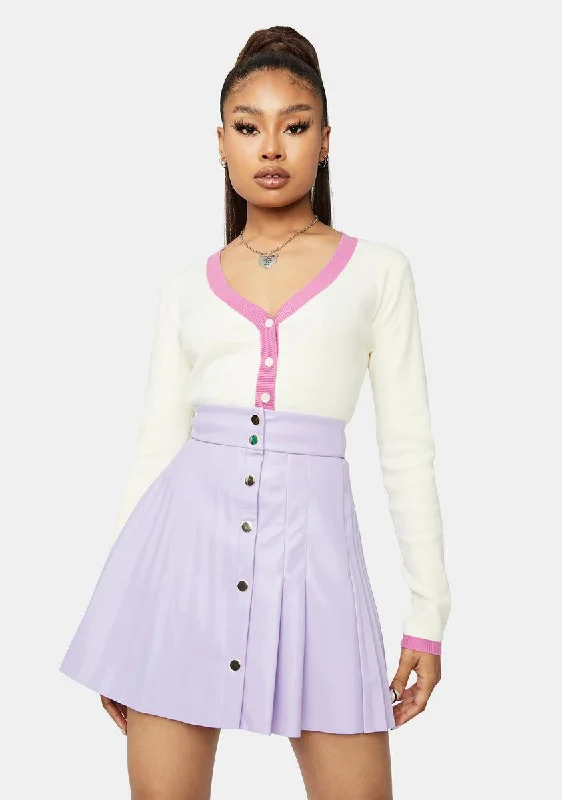 Lilac Satisfy My Vibe Vegan Leather Mini Skirt