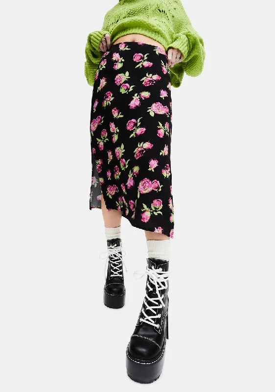 Lost In Yesterday Floral Midi Skirt