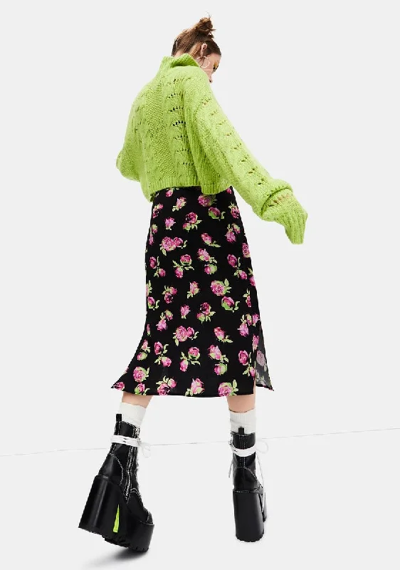 Lost In Yesterday Floral Midi Skirt