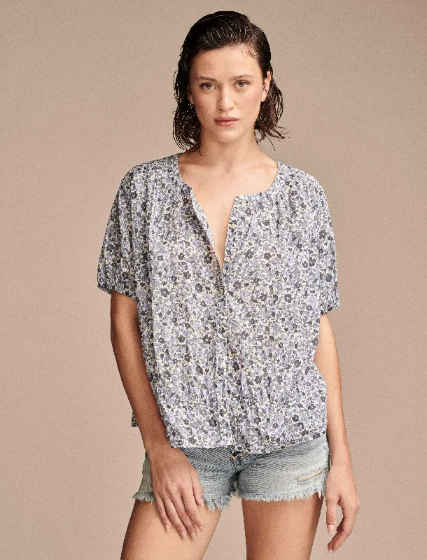 Lucky Brand Women's Smocked Shoulder Blouse