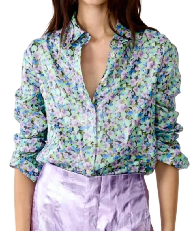 San Marino Metallic Shirt In Meadow Print