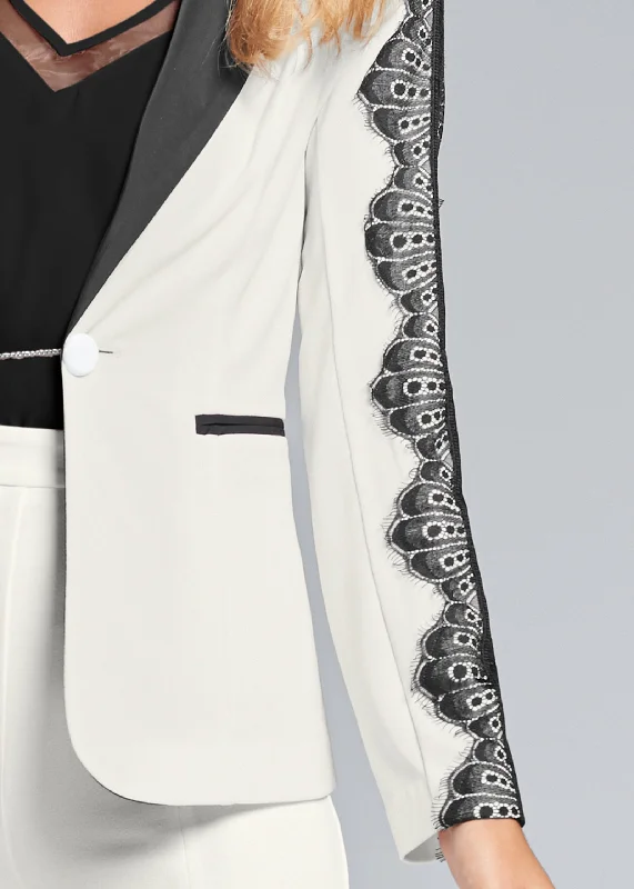 Lace detail suiting set - Off White