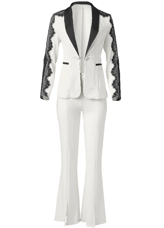 Lace detail suiting set - Off White