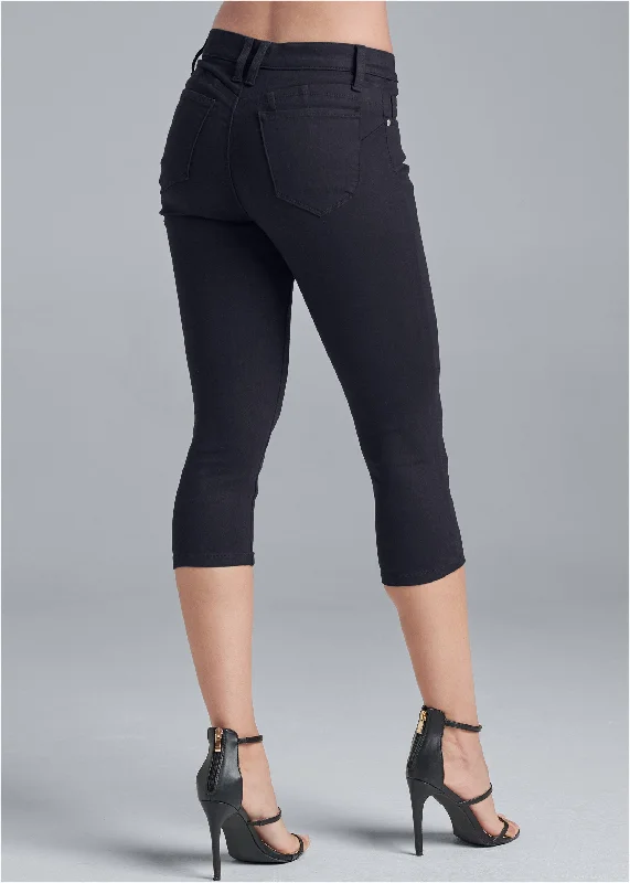 Bum lifter capri jeans - Black