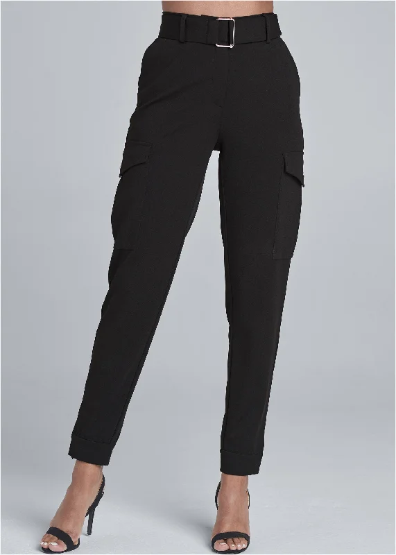 Belted cargo pants - Black