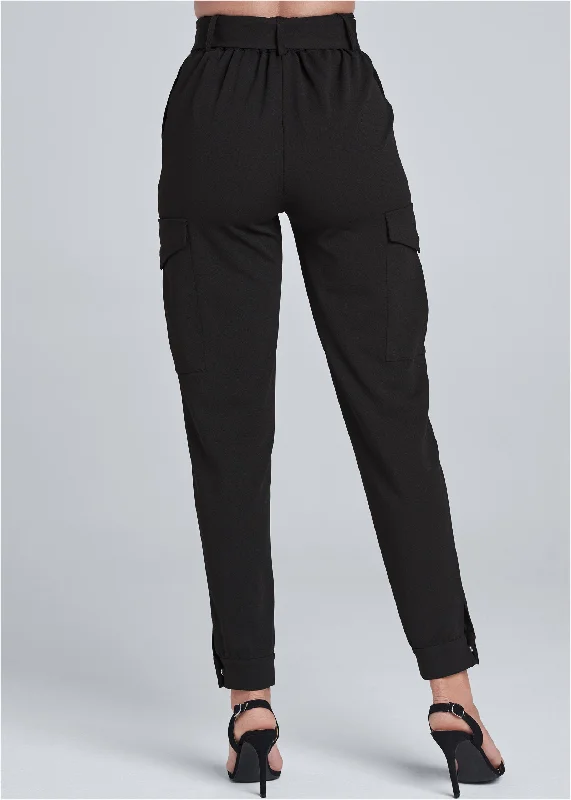 Belted cargo pants - Black