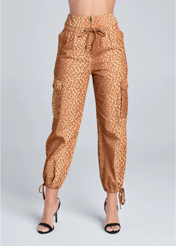 Leopard print cargo pants - Brown Multi