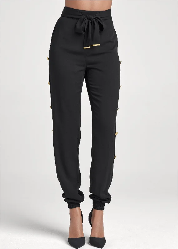 Button detail jogger pants - Black