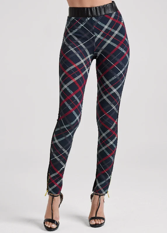 Ponte plaid pants - Black & Red