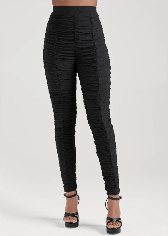 High-waist ruched leggings - Black