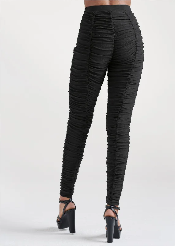 High-waist ruched leggings - Black