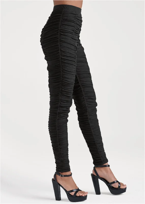 High-waist ruched leggings - Black