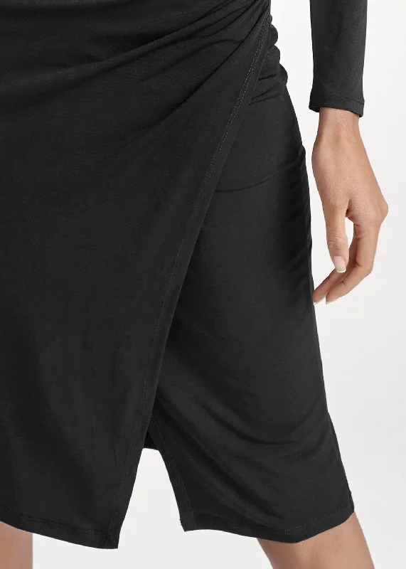 Ruched side slit skirt - Black