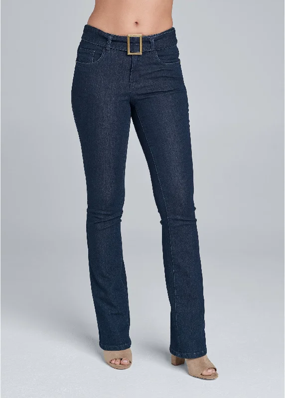 Belted bootcut jeans - Indigo Blue