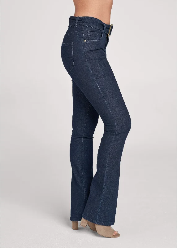 Belted bootcut jeans - Indigo Blue