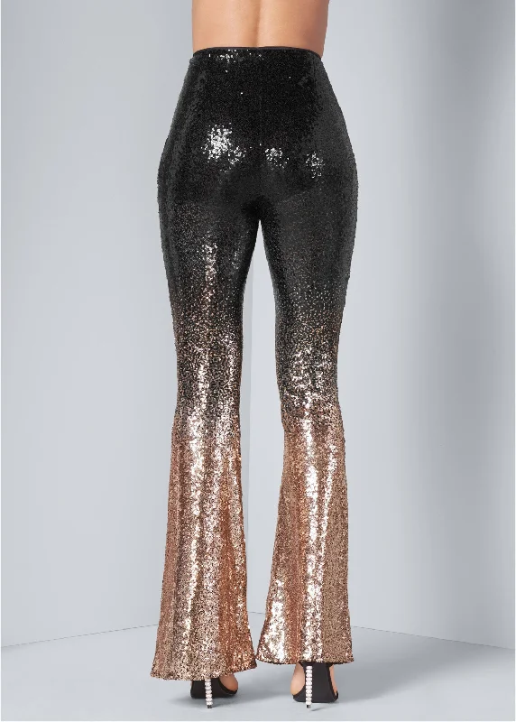 Sheer ombre sequin pants - Black Multi