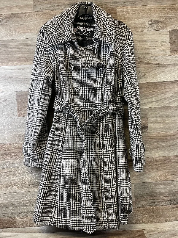 Coat Peacoat By Clothes Mentor In Black & White, Size: L