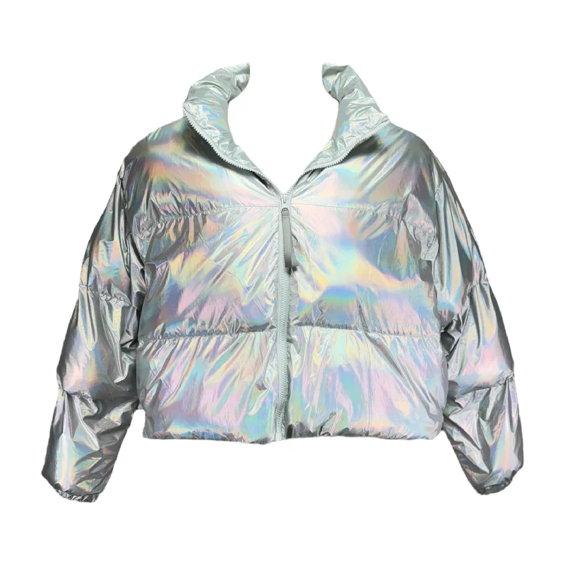 Wander Holographic Cropped Puffer By Fabletics In Prismatic, Size: L