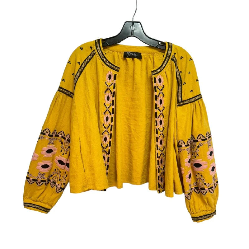 Saskatoon Boho Embroidered Jacket By RD & Koko In Yellow, Size: M