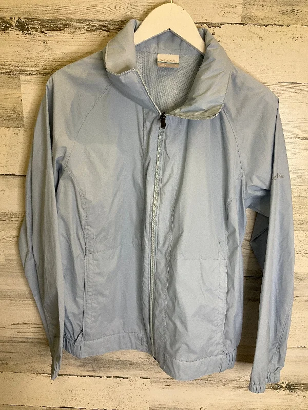 Jacket Windbreaker By Columbia In Blue, Size: L