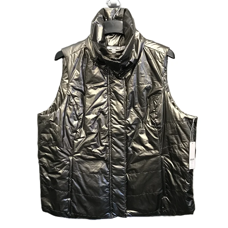 Vest Puffer & Quilted By Chicos In Metallic, Size: 2x