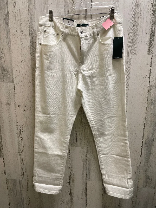 White Jeans Straight Lauren By Ralph Lauren, Size 10