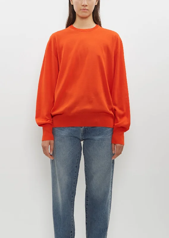 Wool Silk Knit Crewneck LS — Orange