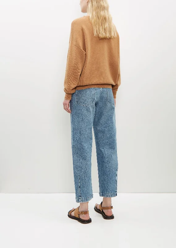 Joy Slouch Cashmere Crewneck — Caramel