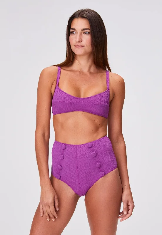 Balconette High-Waist Bikini - Raspberry Seersucker