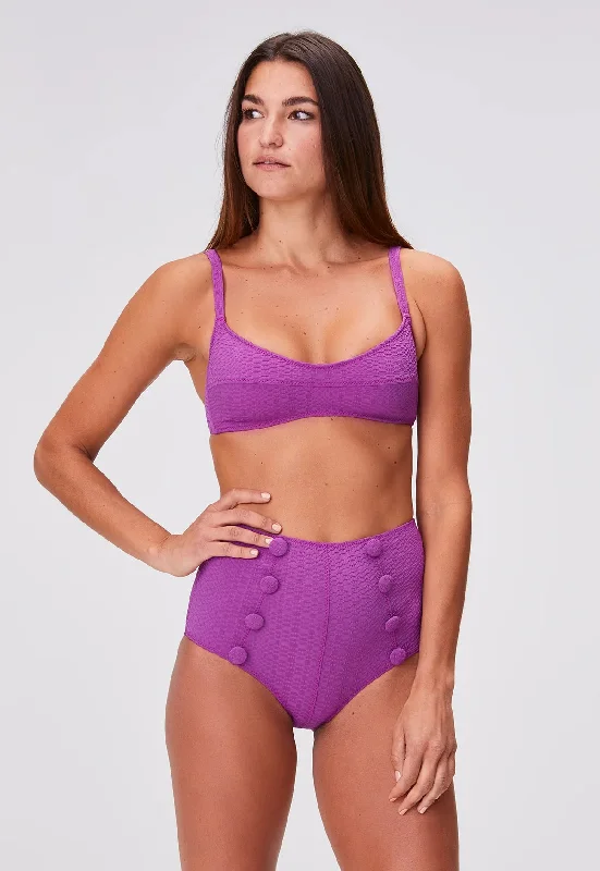 Balconette High-Waist Bikini - Raspberry Seersucker