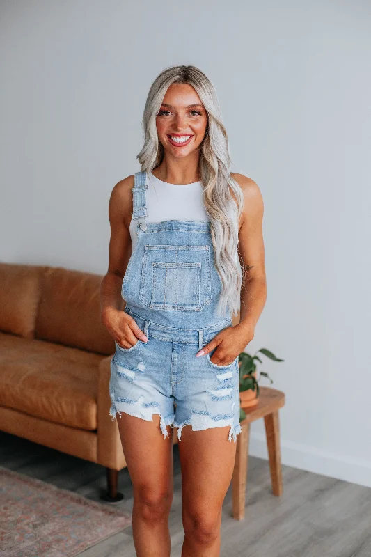 Gemini Risen Short Overalls - Light Wash