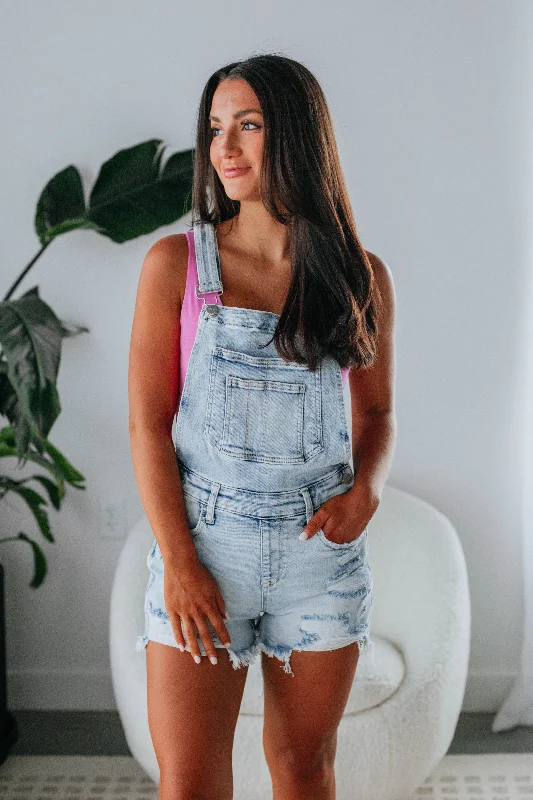 Gemini Risen Short Overalls - Vintage Light Wash