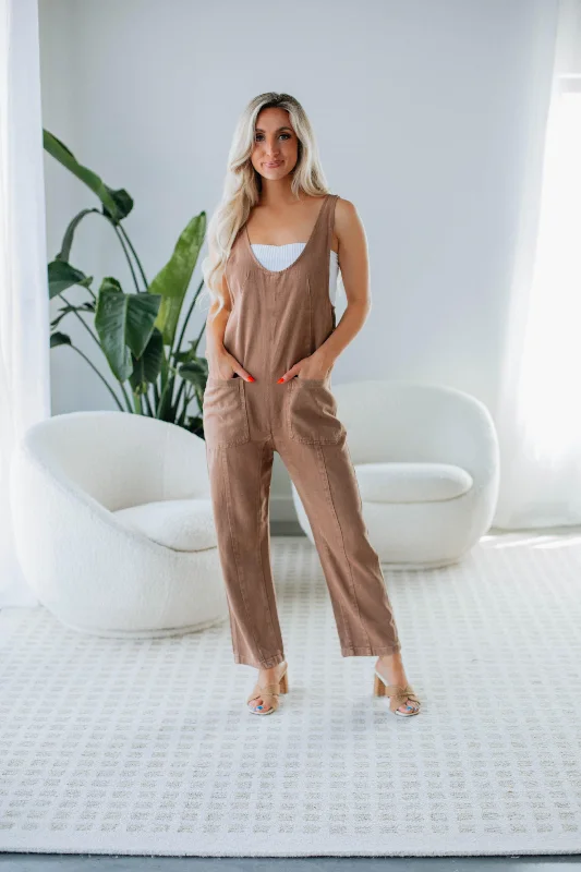 Marlow Denim Overalls - Mocha