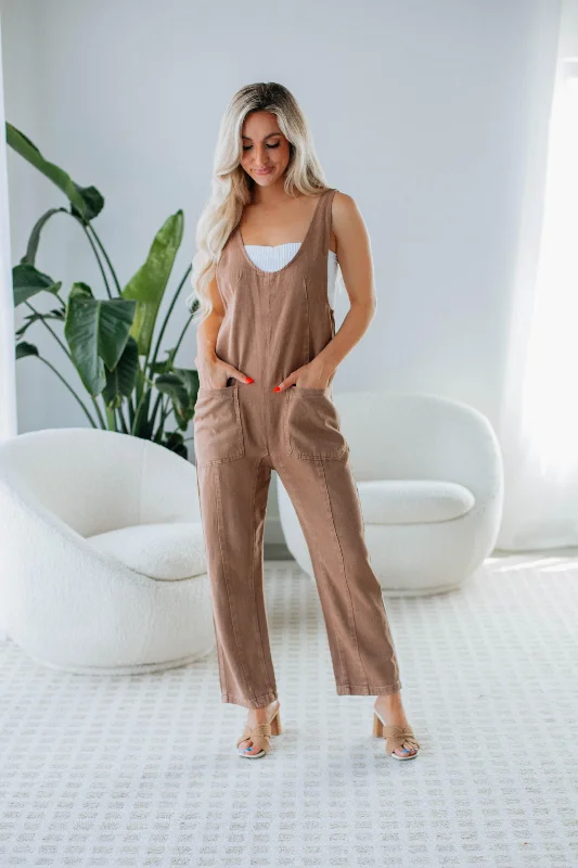 Marlow Denim Overalls - Mocha